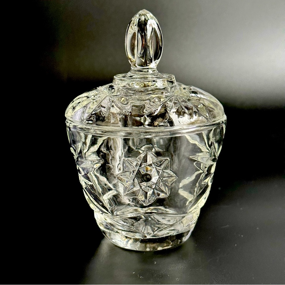 Vintage glass sugar dish with lid  (or condiment dish)